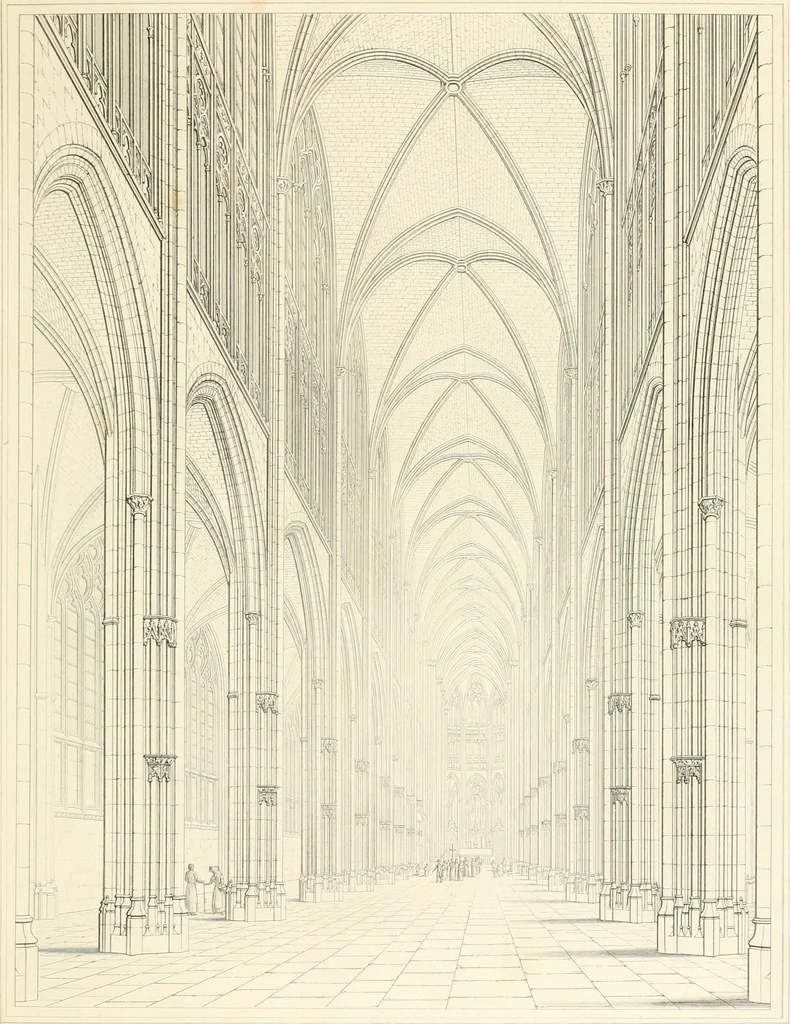An illustration from Specimens of the architecture of Normandy, from the 16th to the 17th century. Engraved by John and Henry Le Keux, 1874, leaf 186