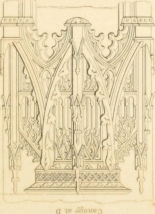 An illustration from Specimens of the architecture of Normandy, from the 16th to the 17th century. Engraved by John and Henry Le Keux, 1874, leaf 198