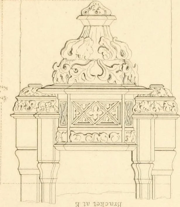 An illustration from Specimens of the architecture of Normandy, from the 16th to the 17th century. Engraved by John and Henry Le Keux, 1874, leaf 198