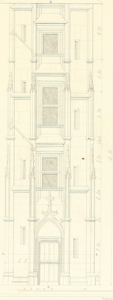 An illustration from Specimens of the architecture of Normandy, from the 16th to the 17th century. Engraved by John and Henry Le Keux, 1874, leaf 240