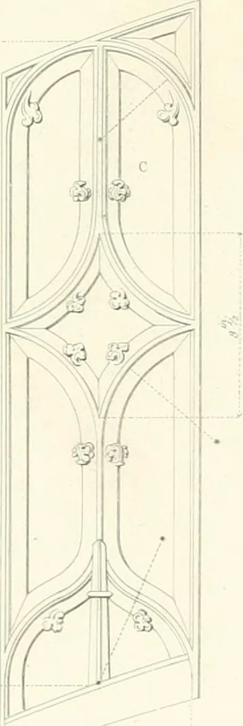 An illustration from Specimens of the architecture of Normandy, from the 16th to the 17th century. Engraved by John and Henry Le Keux, 1874, leaf 242