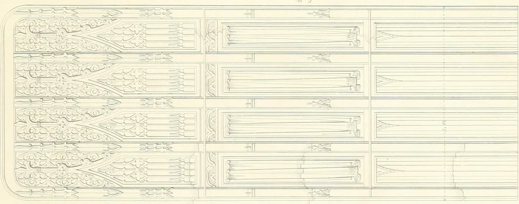 An illustration from Specimens of the architecture of Normandy, from the 16th to the 17th century. Engraved by John and Henry Le Keux, 1874, leaf 246
