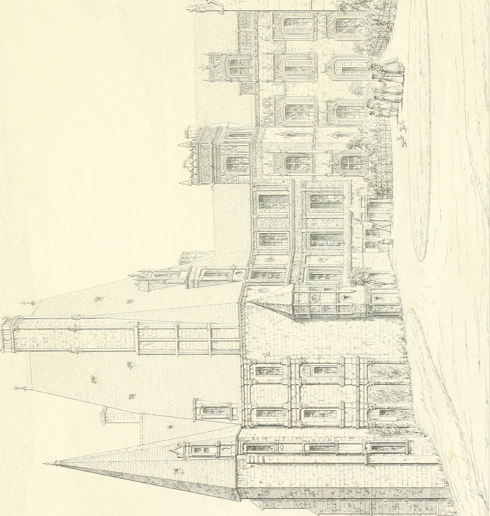 An illustration from Specimens of the architecture of Normandy, from the 16th to the 17th century. Engraved by John and Henry Le Keux, 1874, leaf 250