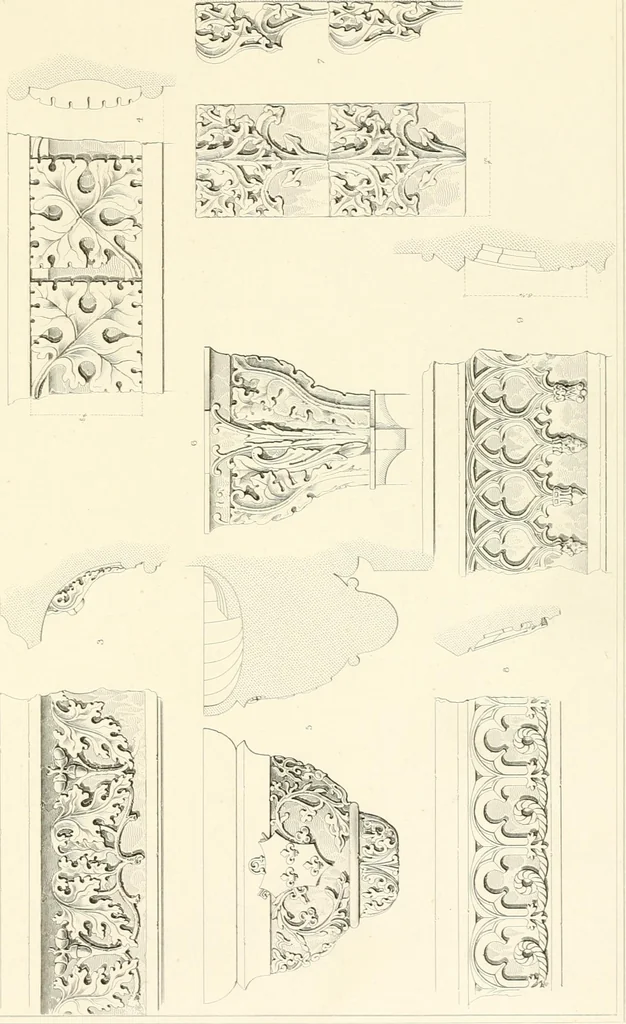 An illustration from Specimens of the architecture of Normandy, from the 16th to the 17th century. Engraved by John and Henry Le Keux, 1874, leaf 260