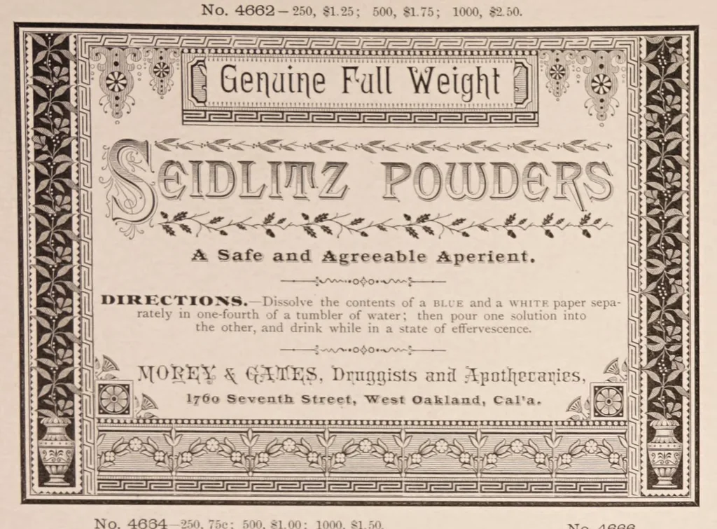 An illustration from Specimens of druggists' labels...letter-press printing, etc, 1885, leaf 59