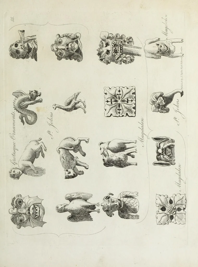 An illustration from Specimens of Gothic architecture, consisting of doors, windows, buttresses, pinnacles, &c.; with the measurements, selected from ancient buildings at Oxford &c, 1825, leaf 120