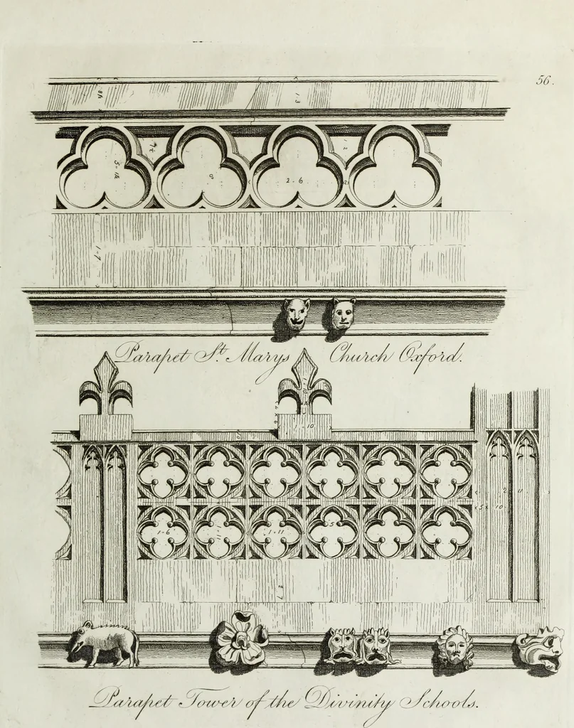 An illustration from Specimens of Gothic architecture, consisting of doors, windows, buttresses, pinnacles, &c.; with the measurements, selected from ancient buildings at Oxford &c, 1825, leaf 122