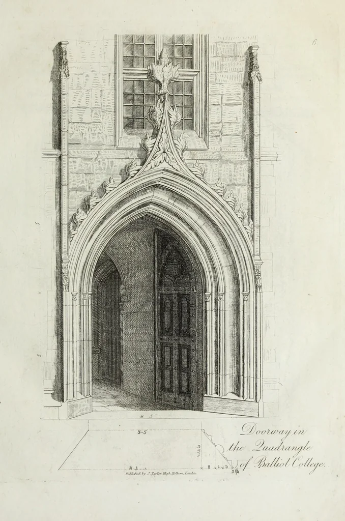 An illustration from Specimens of Gothic architecture, consisting of doors, windows, buttresses, pinnacles, &c.; with the measurements, selected from ancient buildings at Oxford &c, 1825, leaf 14