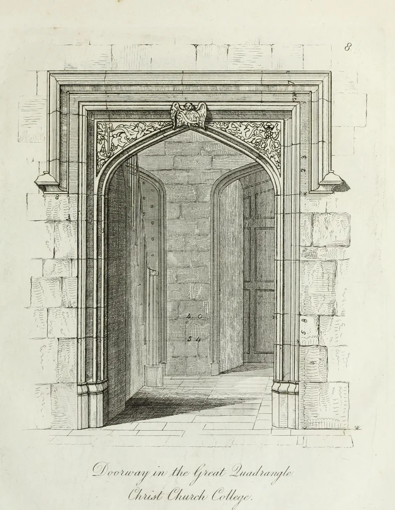 An illustration from Specimens of Gothic architecture, consisting of doors, windows, buttresses, pinnacles, &c.; with the measurements, selected from ancient buildings at Oxford &c, 1825, leaf 18