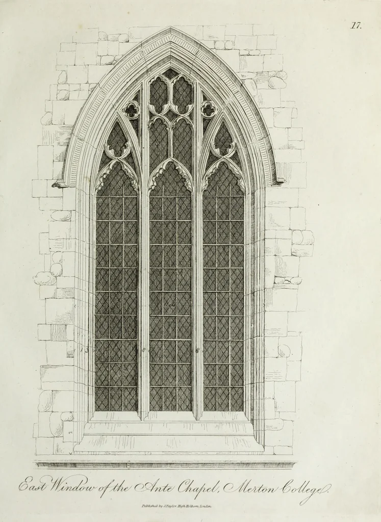 An illustration from Specimens of Gothic architecture, consisting of doors, windows, buttresses, pinnacles, &c.; with the measurements, selected from ancient buildings at Oxford &c, 1825, leaf 36