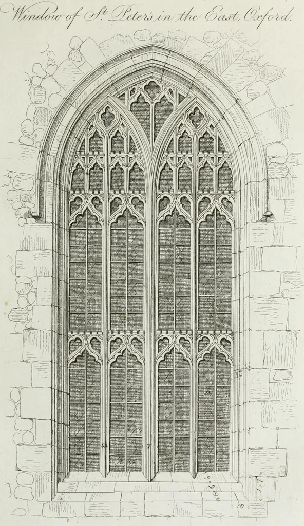 An illustration from Specimens of Gothic architecture, consisting of doors, windows, buttresses, pinnacles, &c.; with the measurements, selected from ancient buildings at Oxford &c, 1825, leaf 38
