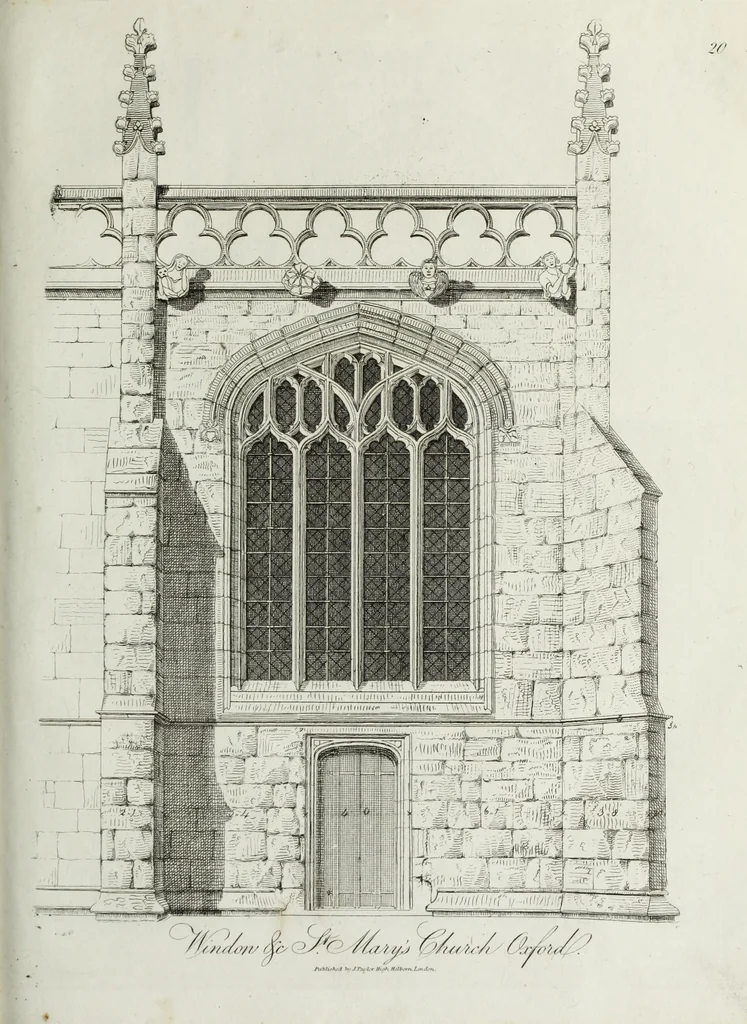 An illustration from Specimens of Gothic architecture, consisting of doors, windows, buttresses, pinnacles, &c.; with the measurements, selected from ancient buildings at Oxford &c, 1825, leaf 42