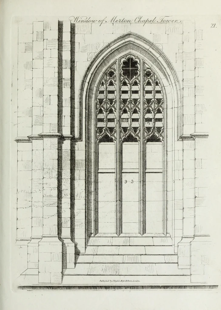 An illustration from Specimens of Gothic architecture, consisting of doors, windows, buttresses, pinnacles, &c.; with the measurements, selected from ancient buildings at Oxford &c, 1825, leaf 44
