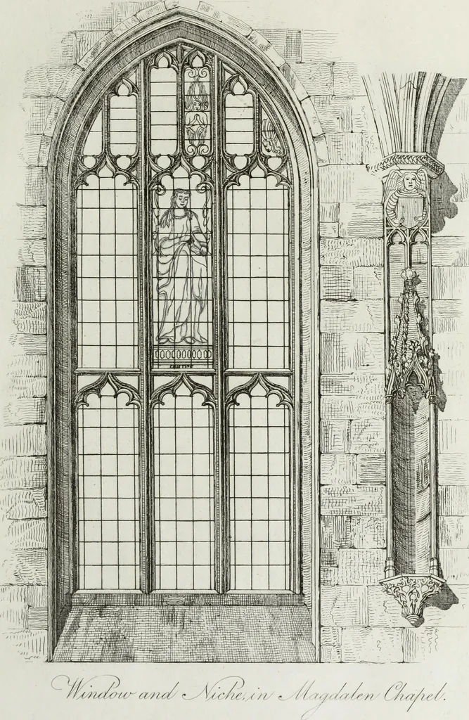 An illustration from Specimens of Gothic architecture, consisting of doors, windows, buttresses, pinnacles, &c.; with the measurements, selected from ancient buildings at Oxford &c, 1825, leaf 48