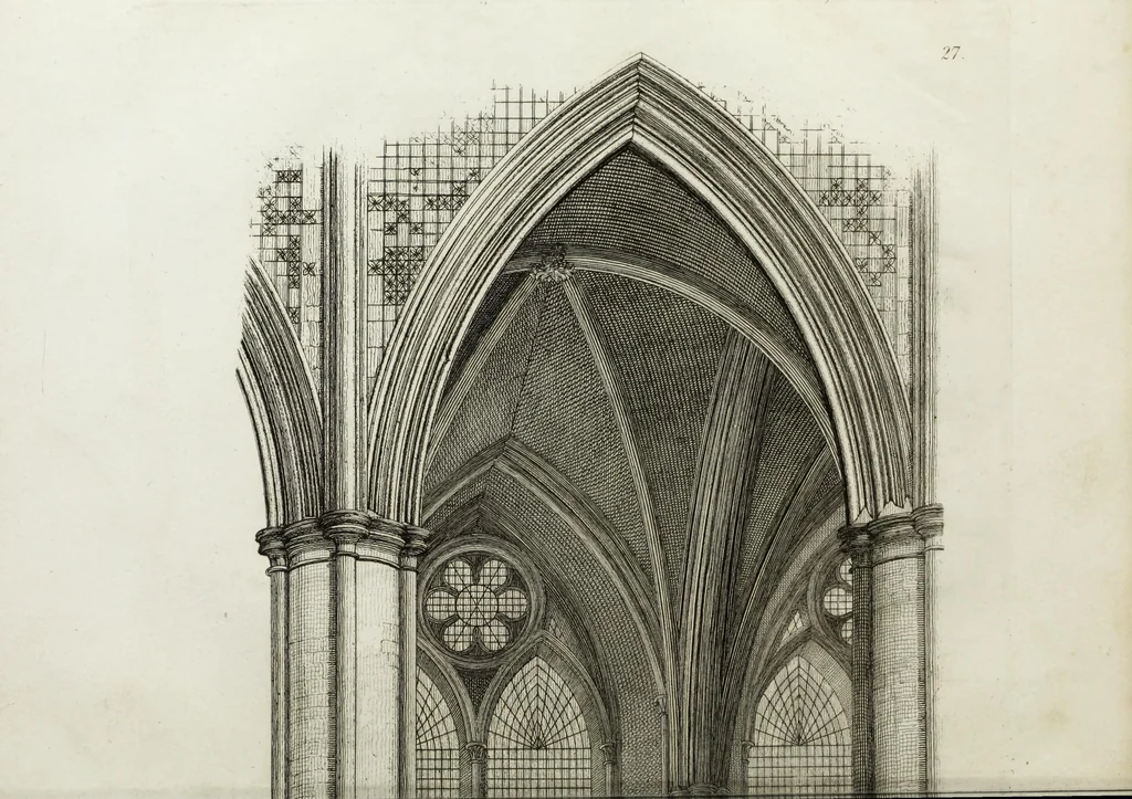 An illustration from Specimens of Gothic architecture, consisting of doors, windows, buttresses, pinnacles, &c.; with the measurements, selected from ancient buildings at Oxford &c, 1825, leaf 57