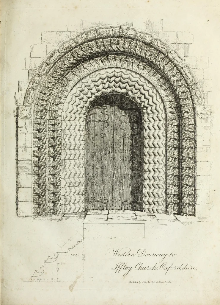 An illustration from Specimens of Gothic architecture, consisting of doors, windows, buttresses, pinnacles, &c.; with the measurements, selected from ancient buildings at Oxford &c, 1825, leaf 6