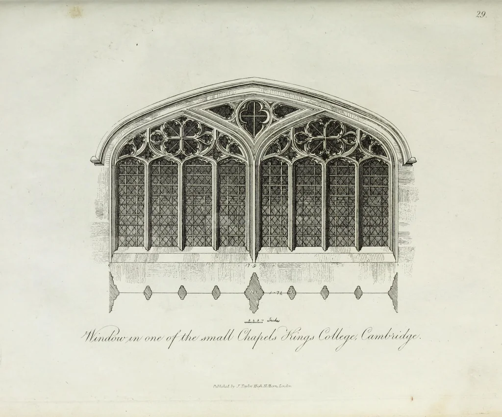 An illustration from Specimens of Gothic architecture, consisting of doors, windows, buttresses, pinnacles, &c.; with the measurements, selected from ancient buildings at Oxford &c, 1825, leaf 62