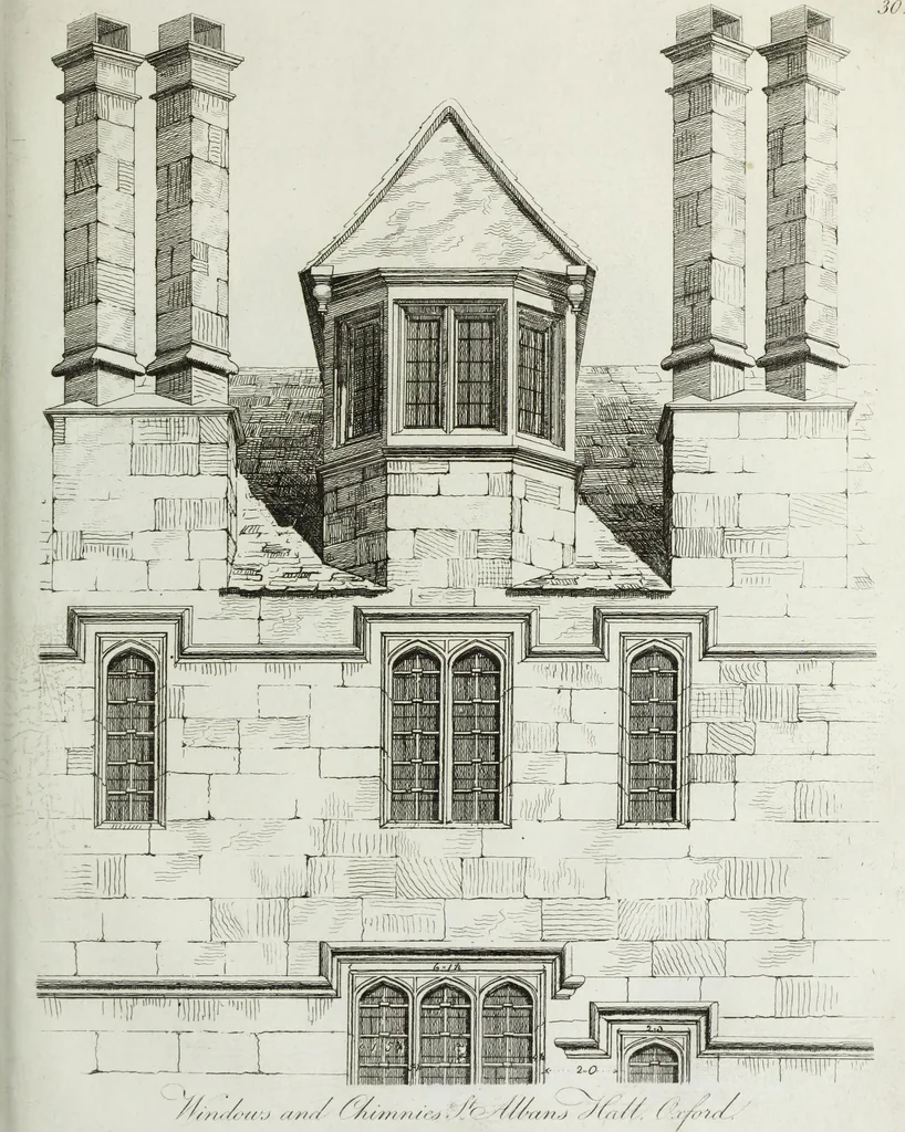 An illustration from Specimens of Gothic architecture, consisting of doors, windows, buttresses, pinnacles, &c.; with the measurements, selected from ancient buildings at Oxford &c, 1825, leaf 64