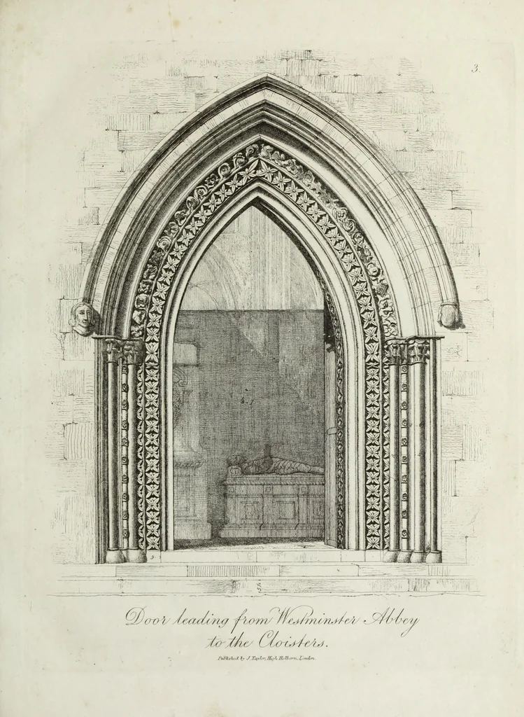 An illustration from Specimens of Gothic architecture, consisting of doors, windows, buttresses, pinnacles, &c.; with the measurements, selected from ancient buildings at Oxford &c, 1825, leaf 8