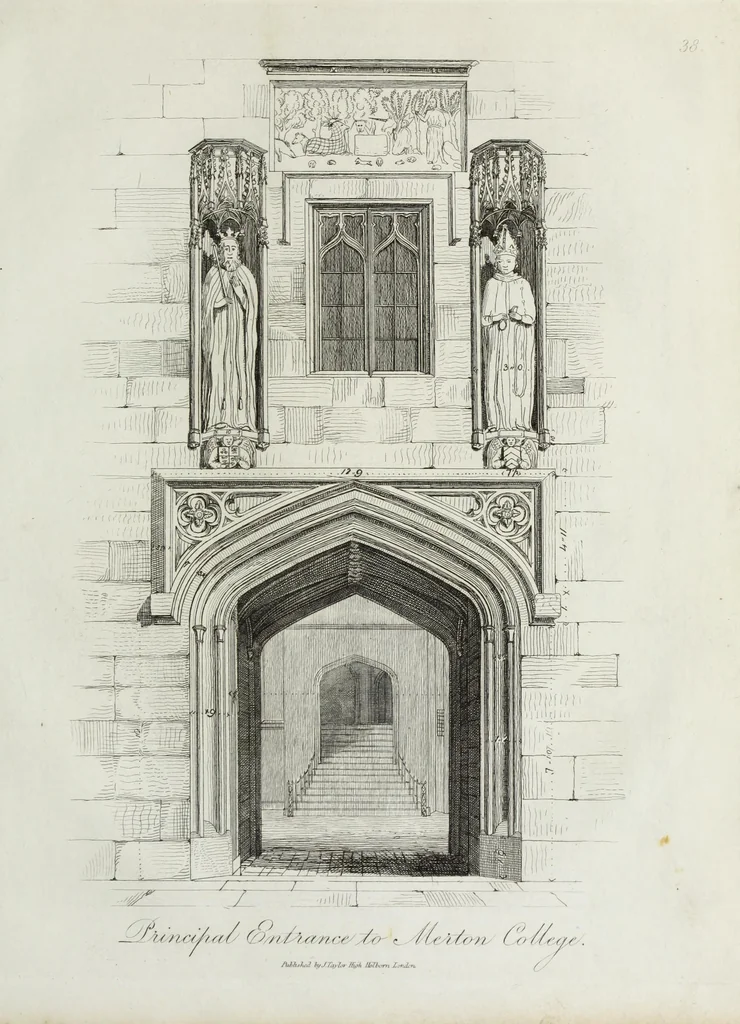 An illustration from Specimens of Gothic architecture, consisting of doors, windows, buttresses, pinnacles, &c.; with the measurements, selected from ancient buildings at Oxford &c, 1825, leaf 80