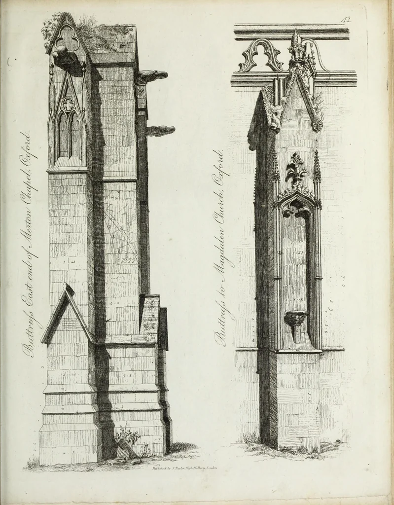 An illustration from Specimens of Gothic architecture, consisting of doors, windows, buttresses, pinnacles, &c.; with the measurements, selected from ancient buildings at Oxford &c, 1825, leaf 88