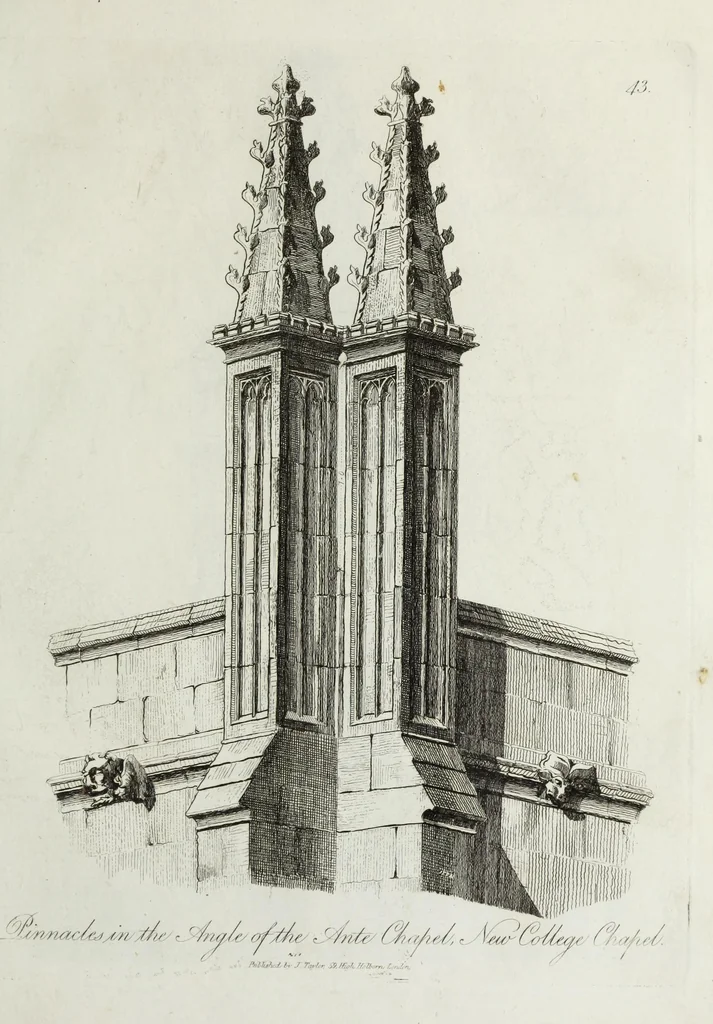 An illustration from Specimens of Gothic architecture, consisting of doors, windows, buttresses, pinnacles, &c.; with the measurements, selected from ancient buildings at Oxford &c, 1825, leaf 90