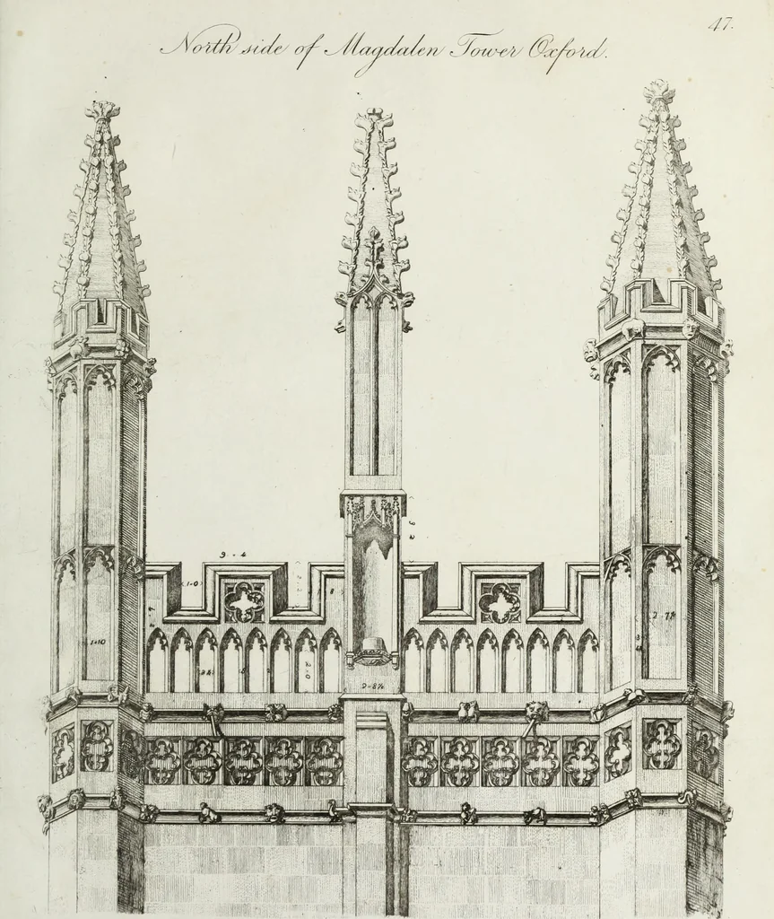 An illustration from Specimens of Gothic architecture, consisting of doors, windows, buttresses, pinnacles, &c.; with the measurements, selected from ancient buildings at Oxford &c, 1825, leaf 98