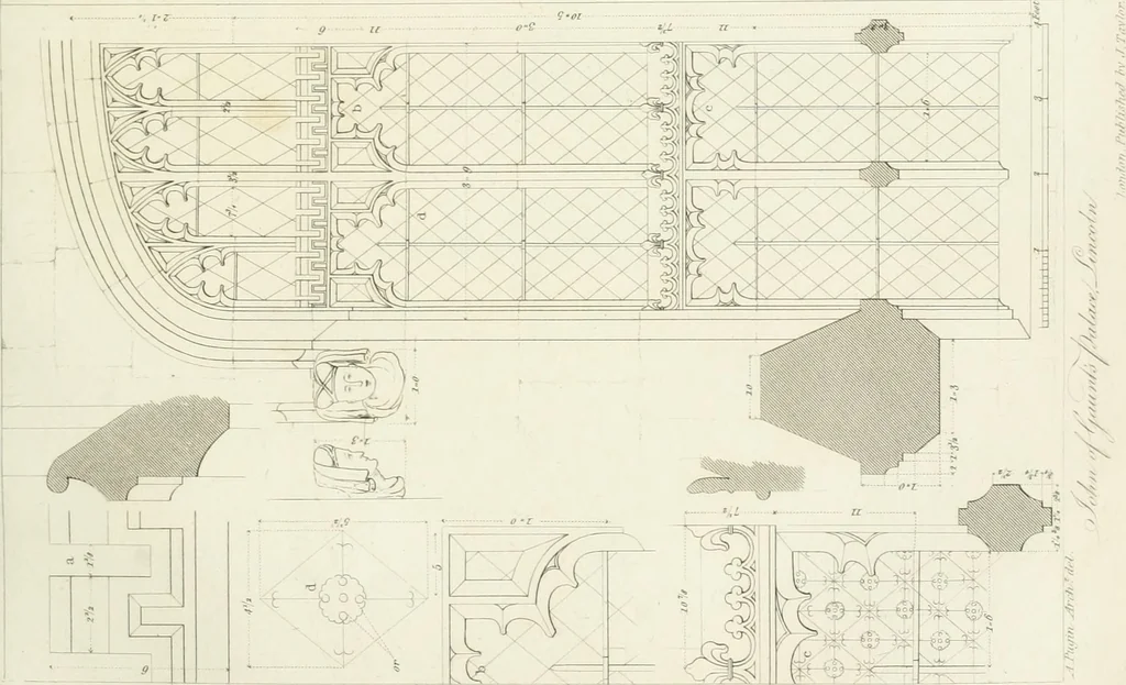 An illustration from Specimens of Gothic architecture; selected from various antient[!] edifices in England: consisting of plans, elevations, sections, and parts at large ... accompanied by historical and descriptive accounts, 1823, leaf 100