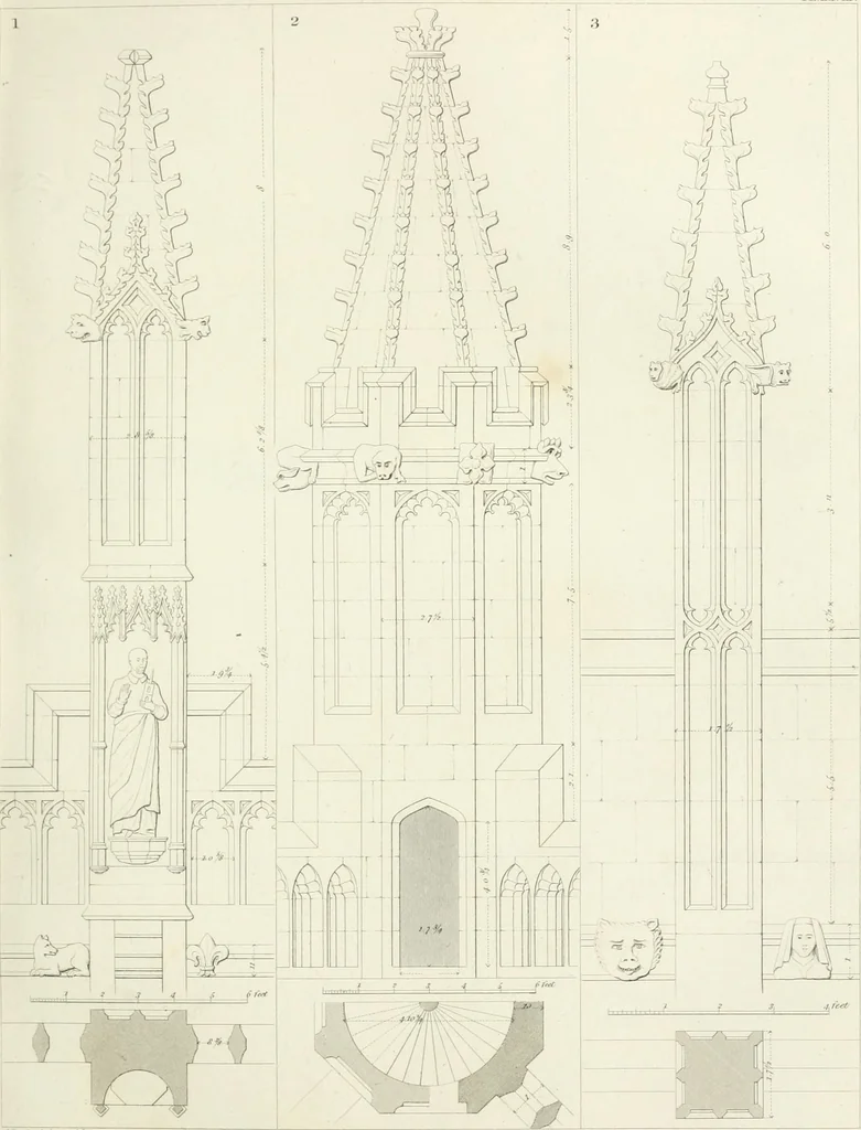 An illustration from Specimens of Gothic architecture; selected from various antient[!] edifices in England: consisting of plans, elevations, sections, and parts at large ... accompanied by historical and descriptive accounts, 1823, leaf 118