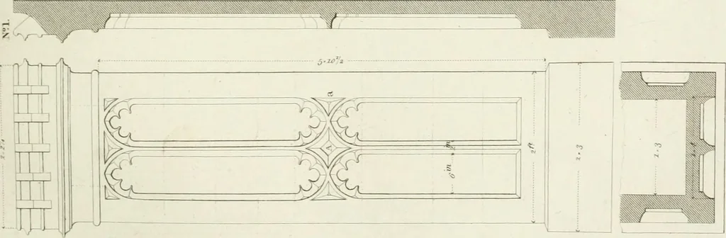 An illustration from Specimens of Gothic architecture; selected from various antient[!] edifices in England: consisting of plans, elevations, sections, and parts at large ... accompanied by historical and descriptive accounts, 1823, leaf 150