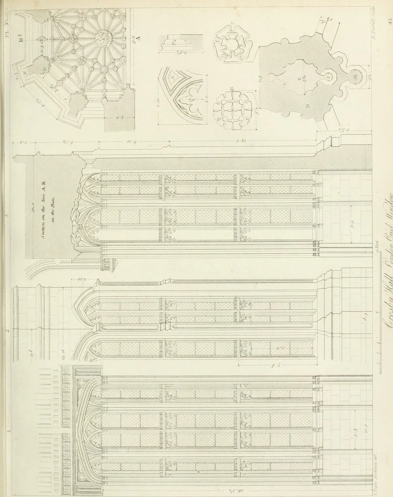 An illustration from Specimens of Gothic architecture; selected from various antient[!] edifices in England: consisting of plans, elevations, sections, and parts at large ... accompanied by historical and descriptive accounts, 1823, leaf 160