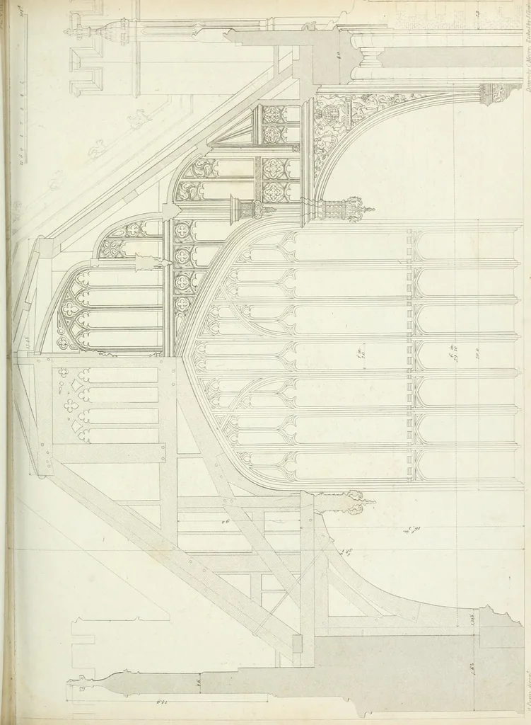 An illustration from Specimens of Gothic architecture; selected from various antient[!] edifices in England: consisting of plans, elevations, sections, and parts at large ... accompanied by historical and descriptive accounts, 1823, leaf 264
