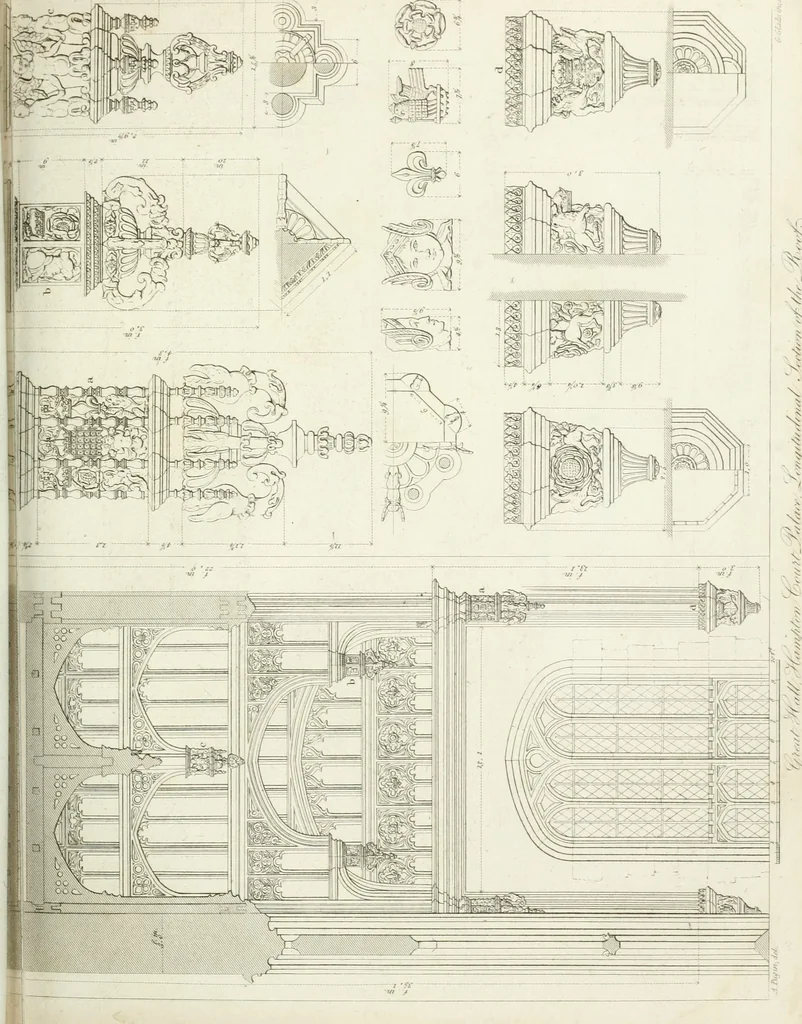 An illustration from Specimens of Gothic architecture; selected from various antient[!] edifices in England: consisting of plans, elevations, sections, and parts at large ... accompanied by historical and descriptive accounts, 1823, leaf 266