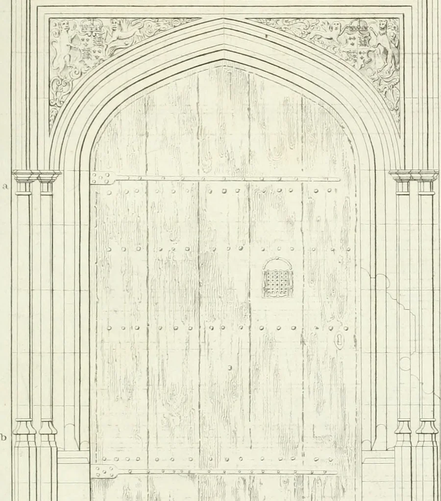 An illustration from Specimens of Gothic architecture; selected from various antient[!] edifices in England: consisting of plans, elevations, sections, and parts at large ... accompanied by historical and descriptive accounts, 1823, leaf 270