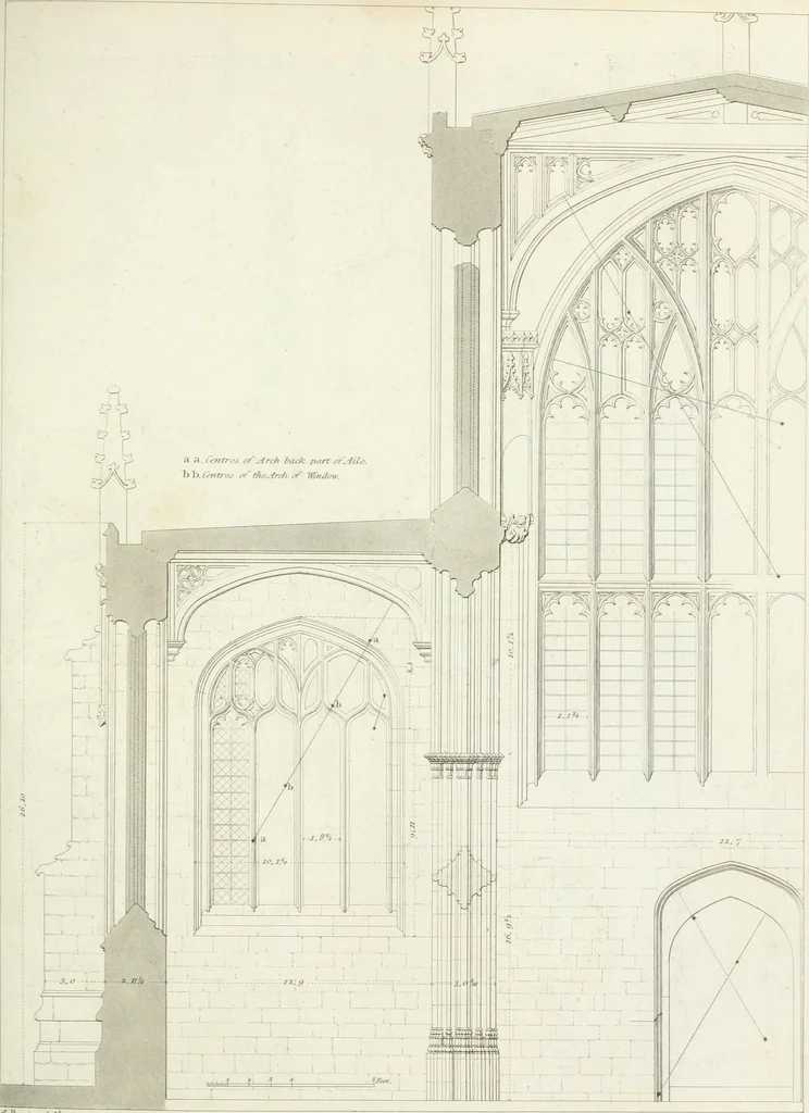 An illustration from Specimens of Gothic architecture; selected from various antient[!] edifices in England: consisting of plans, elevations, sections, and parts at large ... accompanied by historical and descriptive accounts, 1823, leaf 276