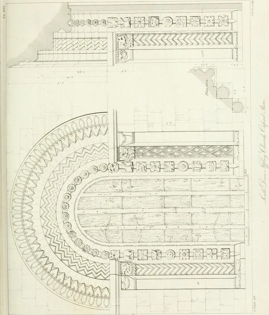 An illustration from Specimens of Gothic architecture; selected from various antient[!] edifices in England: consisting of plans, elevations, sections, and parts at large ... accompanied by historical and descriptive accounts, 1823, leaf 280