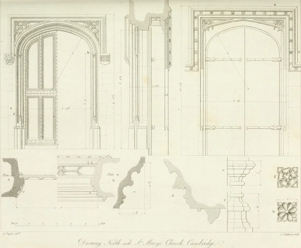 An illustration from Specimens of Gothic architecture; selected from various antient[!] edifices in England: consisting of plans, elevations, sections, and parts at large ... accompanied by historical and descriptive accounts, 1823, leaf 294