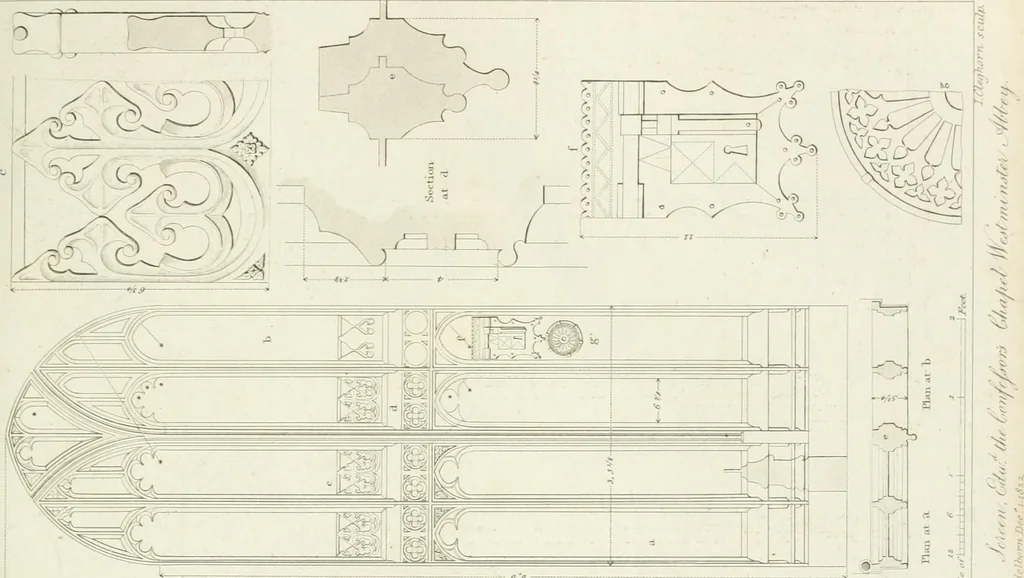 An illustration from Specimens of Gothic architecture; selected from various antient[!] edifices in England: consisting of plans, elevations, sections, and parts at large ... accompanied by historical and descriptive accounts, 1823, leaf 296