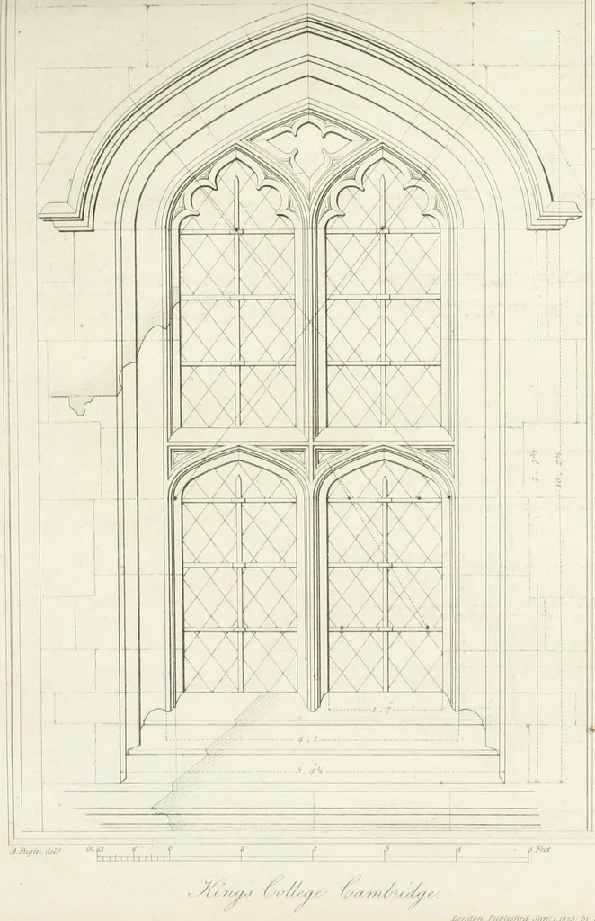 An illustration from Specimens of Gothic architecture; selected from various antient[!] edifices in England: consisting of plans, elevations, sections, and parts at large ... accompanied by historical and descriptive accounts, 1823, leaf 302