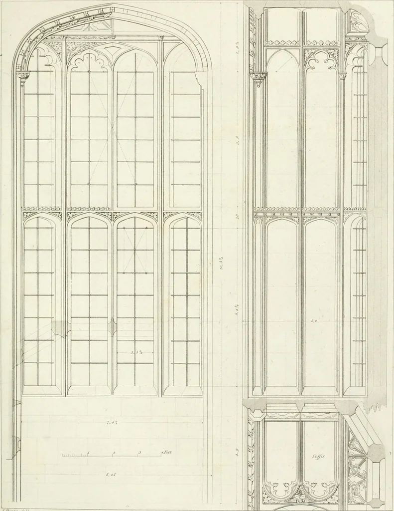 An illustration from Specimens of Gothic architecture; selected from various antient[!] edifices in England: consisting of plans, elevations, sections, and parts at large ... accompanied by historical and descriptive accounts, 1823, leaf 304