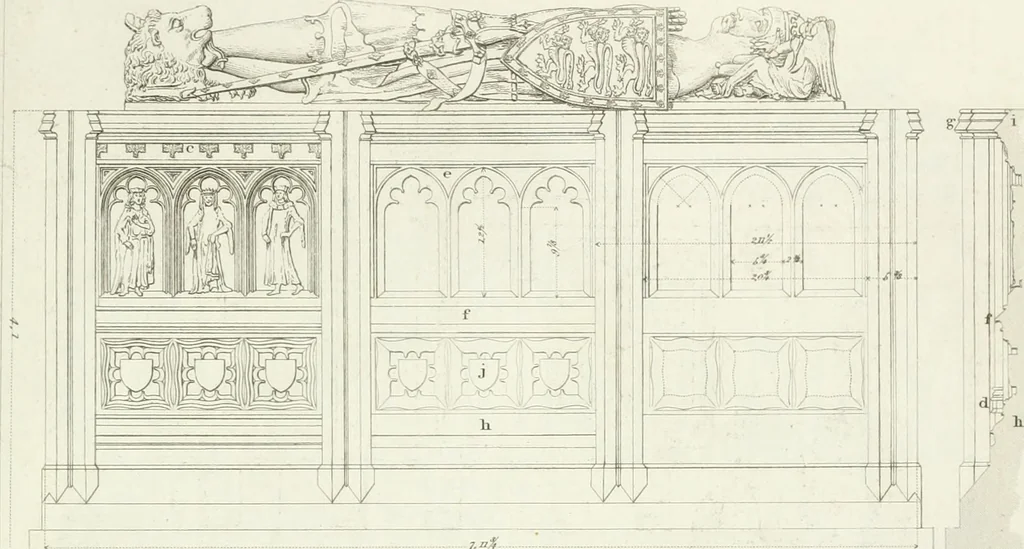 An illustration from Specimens of Gothic architecture; selected from various antient[!] edifices in England: consisting of plans, elevations, sections, and parts at large ... accompanied by historical and descriptive accounts, 1823, leaf 308