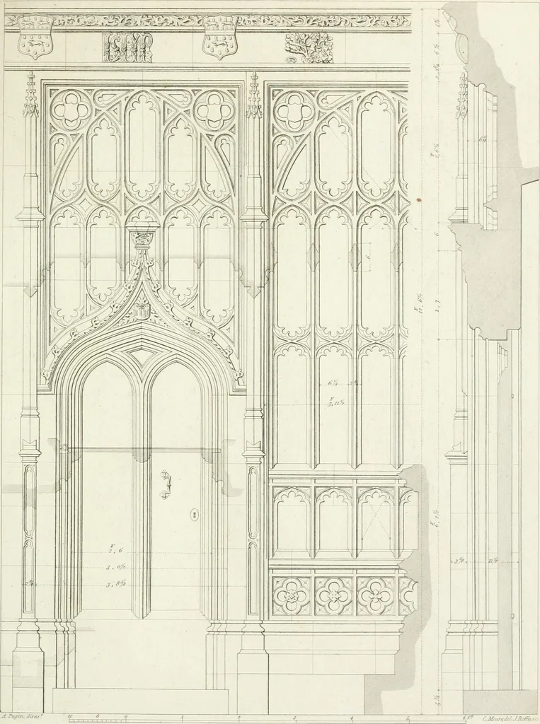An illustration from Specimens of Gothic architecture; selected from various antient[!] edifices in England: consisting of plans, elevations, sections, and parts at large ... accompanied by historical and descriptive accounts, 1823, leaf 320