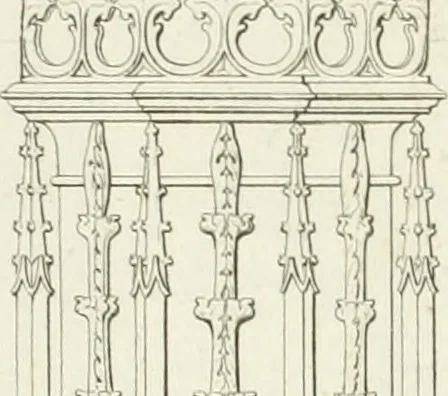 An illustration from Specimens of Gothic architecture; selected from various antient[!] edifices in England: consisting of plans, elevations, sections, and parts at large ... accompanied by historical and descriptive accounts, 1823, leaf 324