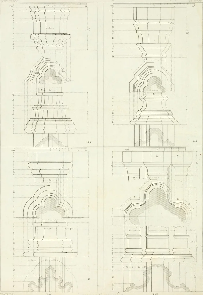 An illustration from Specimens of Gothic architecture; selected from various antient[!] edifices in England: consisting of plans, elevations, sections, and parts at large ... accompanied by historical and descriptive accounts, 1823, leaf 342