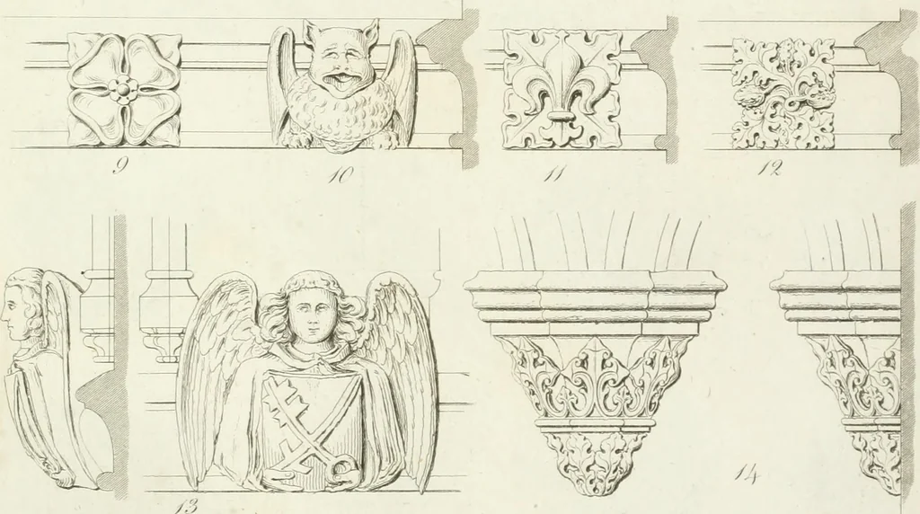 An illustration from Specimens of Gothic architecture; selected from various antient[!] edifices in England: consisting of plans, elevations, sections, and parts at large ... accompanied by historical and descriptive accounts, 1823, leaf 346