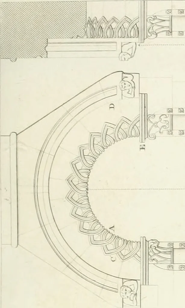 An illustration from Specimens of Gothic architecture; selected from various antient[!] edifices in England: consisting of plans, elevations, sections, and parts at large ... accompanied by historical and descriptive accounts, 1823, leaf 74