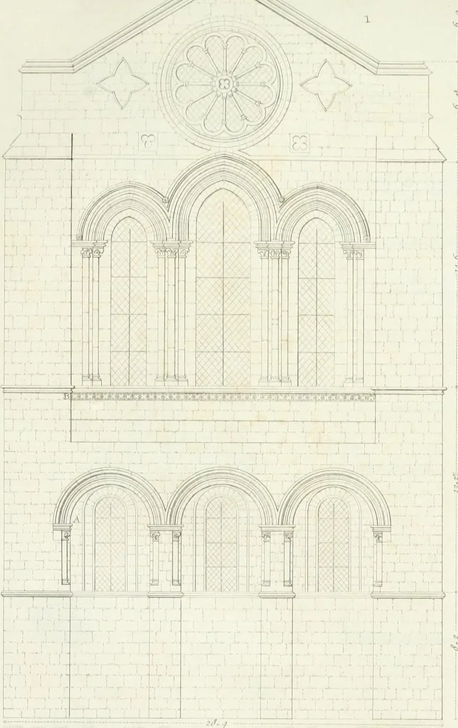 An illustration from Specimens of Gothic architecture; selected from various antient[!] edifices in England: consisting of plans, elevations, sections, and parts at large ... accompanied by historical and descriptive accounts, 1823, leaf 80