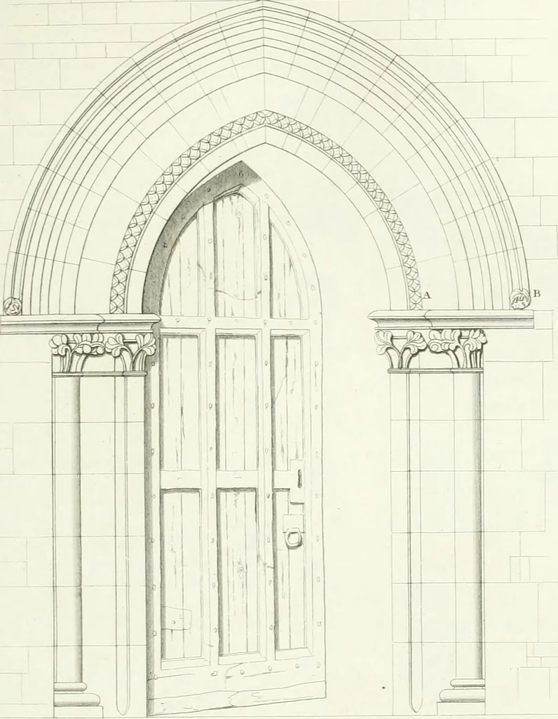 An illustration from Specimens of Gothic architecture; selected from various antient[!] edifices in England: consisting of plans, elevations, sections, and parts at large ... accompanied by historical and descriptive accounts, 1823, leaf 82