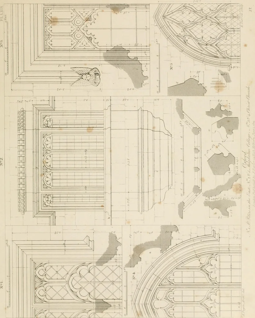 An illustration from Specimens of Gothic architecture; selected from various ancient edifices in England: consisting of plans, elevations, sections, and parts at large .., 1825, leaf 102
