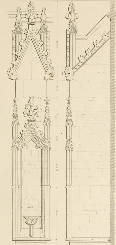 An illustration from Specimens of Gothic architecture; selected from various ancient edifices in England: consisting of plans, elevations, sections, and parts at large .., 1825, leaf 104